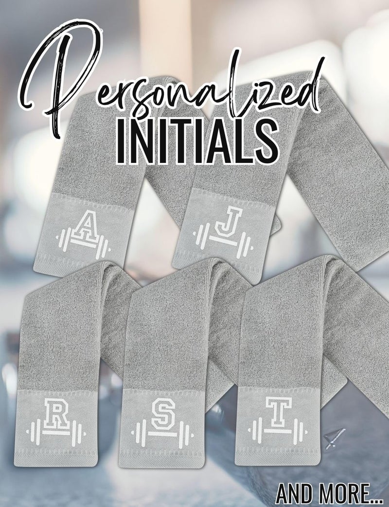CybGene Gym Towel, Personalized Workout Gifts for Men, Women, Sports Lover, Exercise Fitness Gift for Gym Enthusiast on Birthday, Christmas, Soft and Absorbent Towel, Gray, Initial H - Image 5